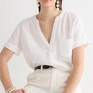 NWT J. Crew soft gauze popover shirt M